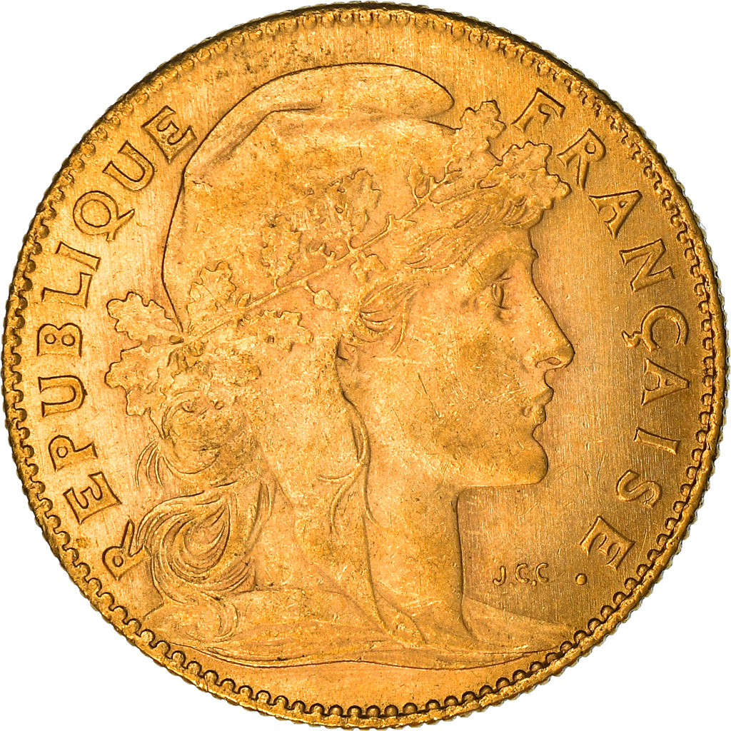 Munten, Frankrijk, Marianne, 10 Francs, 1914, Paris, Coq, PR, Goud, KM:846