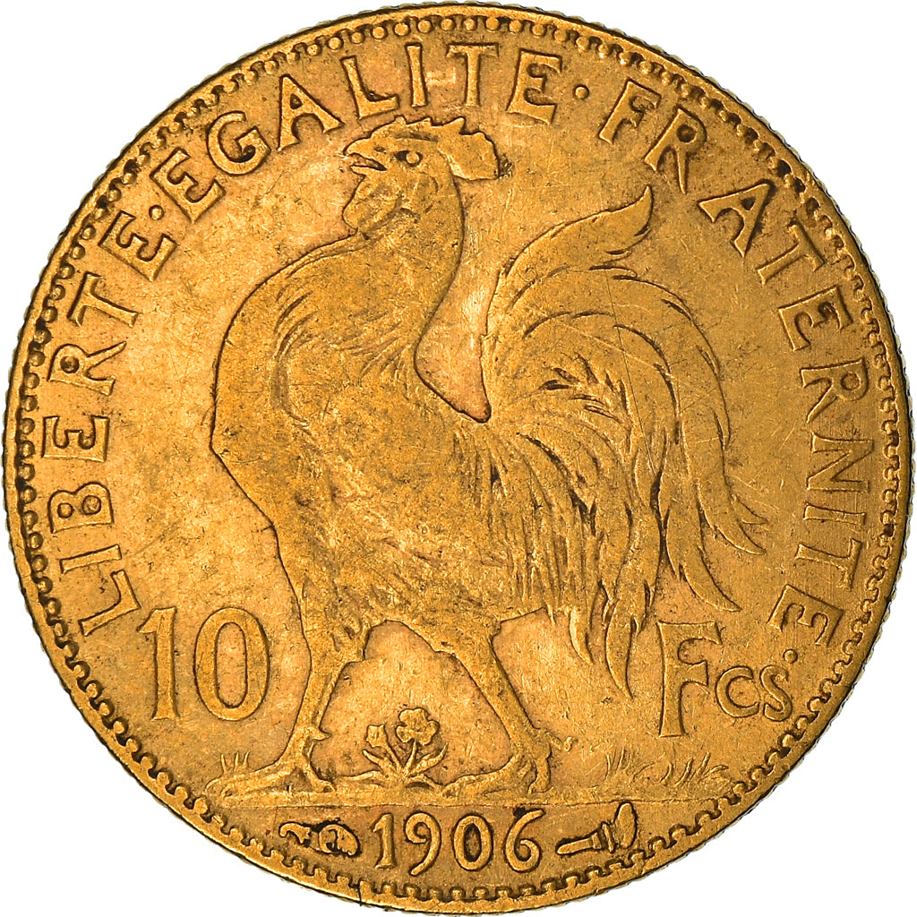 Coin, France, Marianne, 10 Francs, 1906, Paris, Coq, VF(30-35), Gold, KM:846