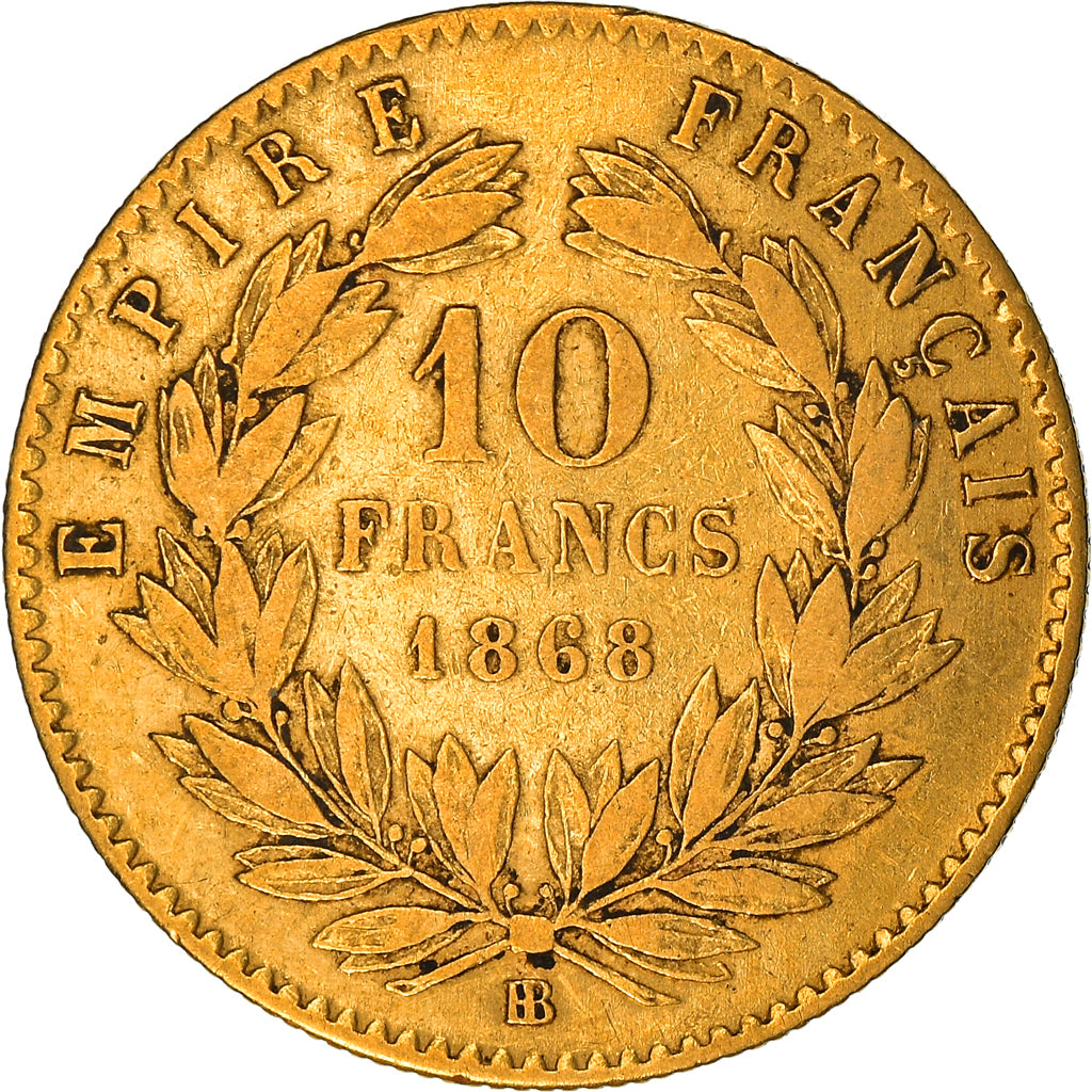 Moeda, França, Napoleon III, Napoléon III, 10 Francs, 1868, Strasbourg