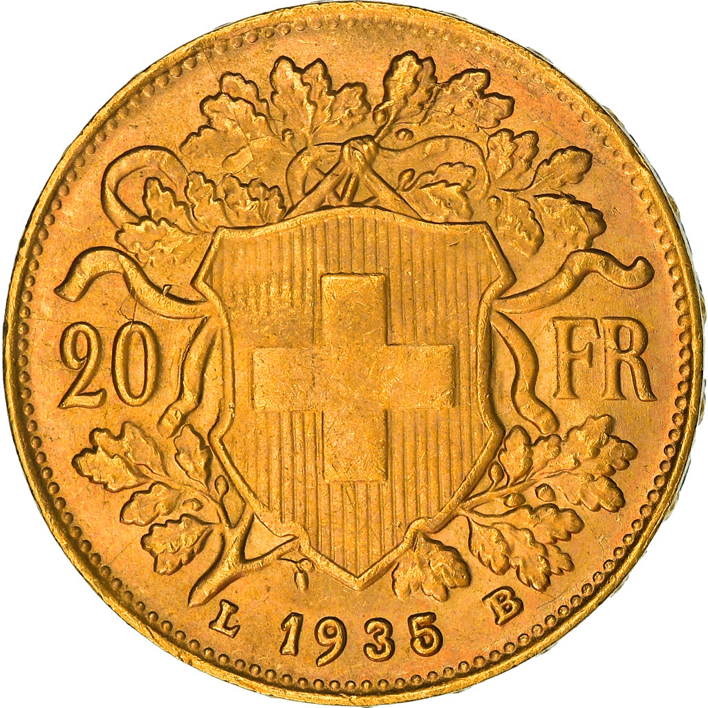 Coin, Switzerland, 20 Francs, 1935, Bern, MS(63), Gold, KM:35.1