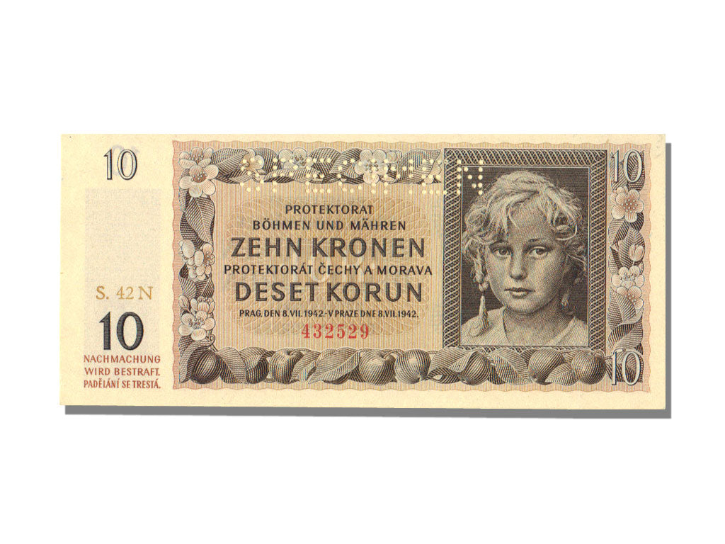 Bohemia and Moravia, 10 Korun, 1942, 1942-07-08, UNC(65-70)