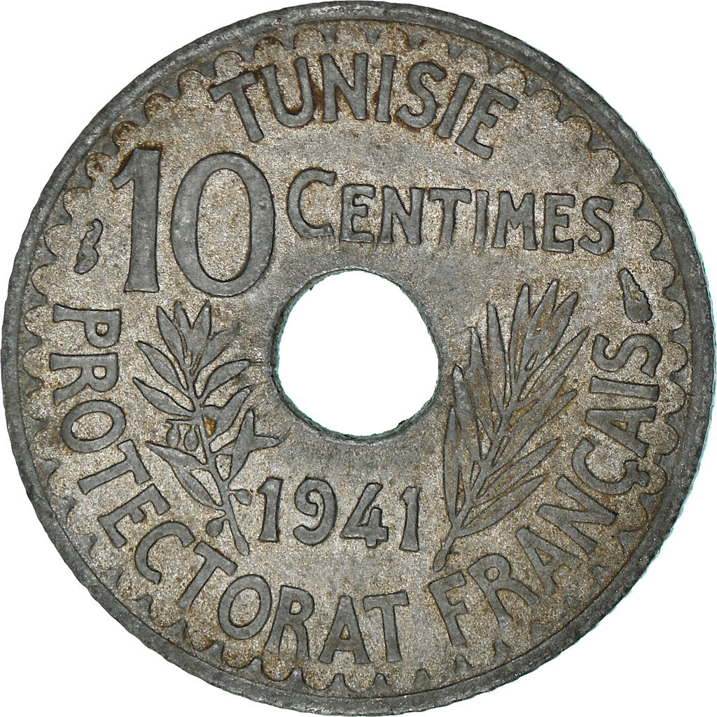 Monnaie, Tunisie, Ahmad Pasha Bey, 10 Centimes, 1941, Paris, TTB, Zinc, KM:267