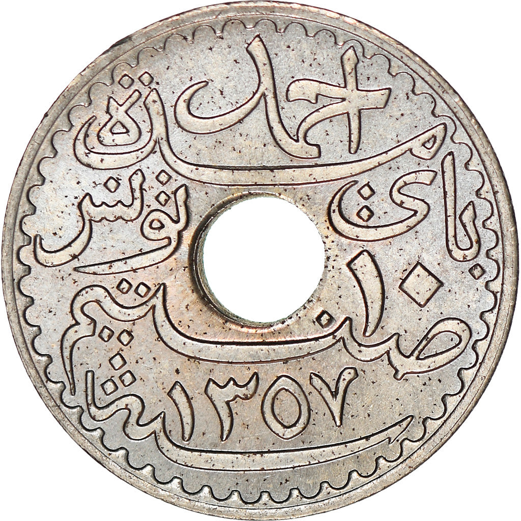 Coin, Tunisia, Ahmad Pasha Bey, 10 Centimes, 1938, Paris, EF(40-45)