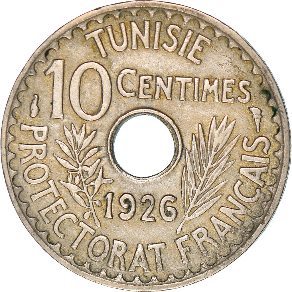 Coin, Tunisia, Muhammad al-Habib Bey, 10 Centimes, 1926, Paris, EF(40-45)