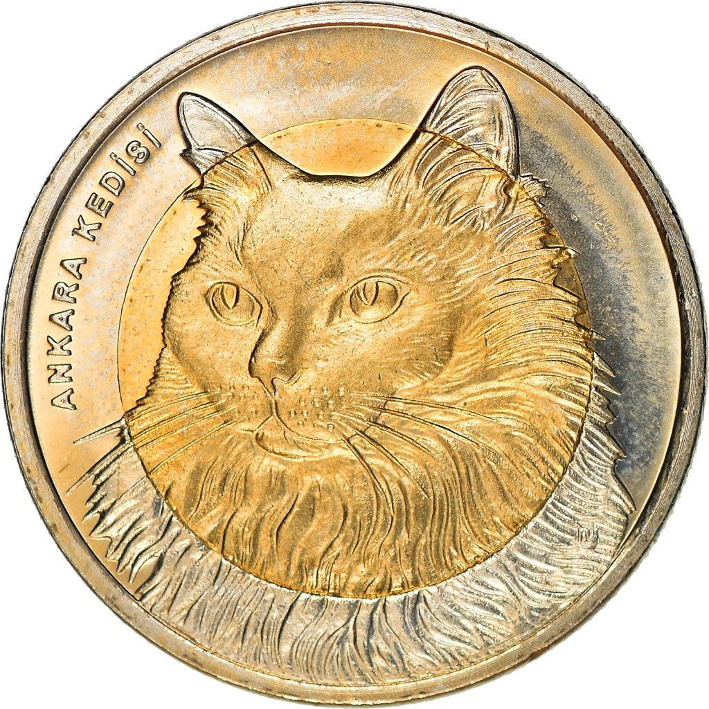 Münze, Türkei, Lira, 2010, Chat, UNZ, Bi-Metallic, KM:1279