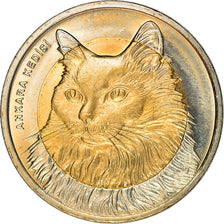 Münze, Türkei, Lira, 2010, Chat, UNZ, Bi-Metallic, KM:1279