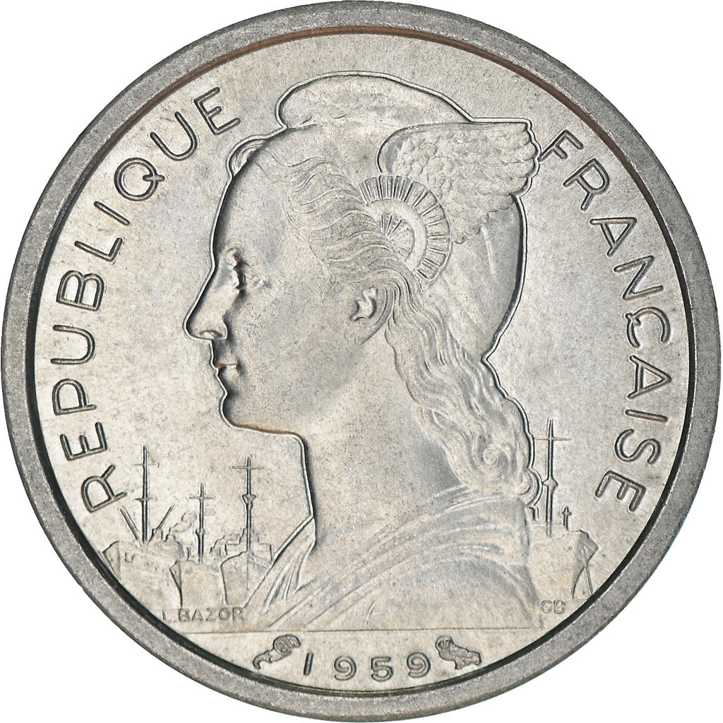 Coin, French Somaliland, Franc, 1959, Paris, MS(63), Aluminum, KM:8