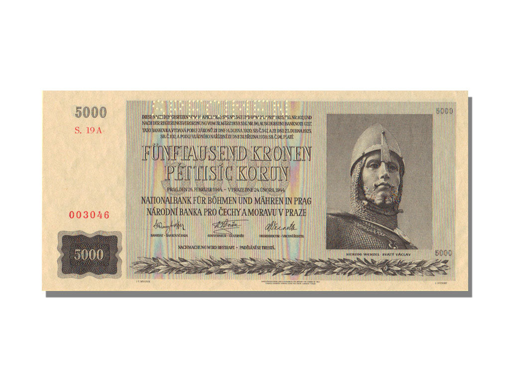 Bohemia and Moravia, 5000 Korun, 1944, 1942-02-24, UNC(65-70)