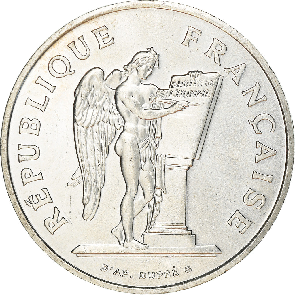 Coin, France, Droits de l'Homme, 100 Francs, 1989, Génie, MS(63), Silver