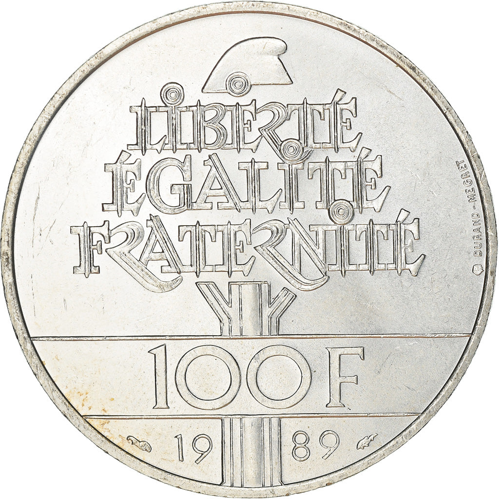 Coin, France, Droits de l'Homme, 100 Francs, 1989, Génie, MS(63), Silver