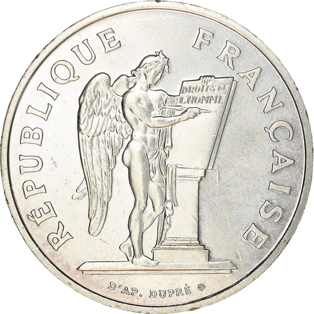Moneda, Francia, Droits de l'Homme, 100 Francs, 1989, Génie, SC, Plata, KM:970