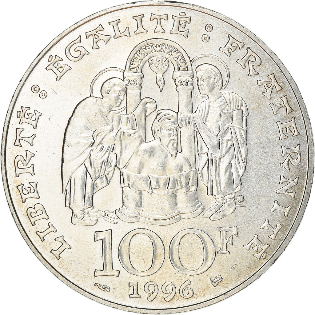 Coin, France, Clovis, 100 Francs, 1996, MS(63), Silver, KM:1180, Gadoury:953