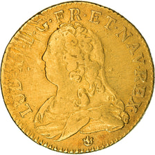 Francia, Louis XV, Louis d'or aux lunettes, 1726, Lyon, MBC, Oro, KM:489.6