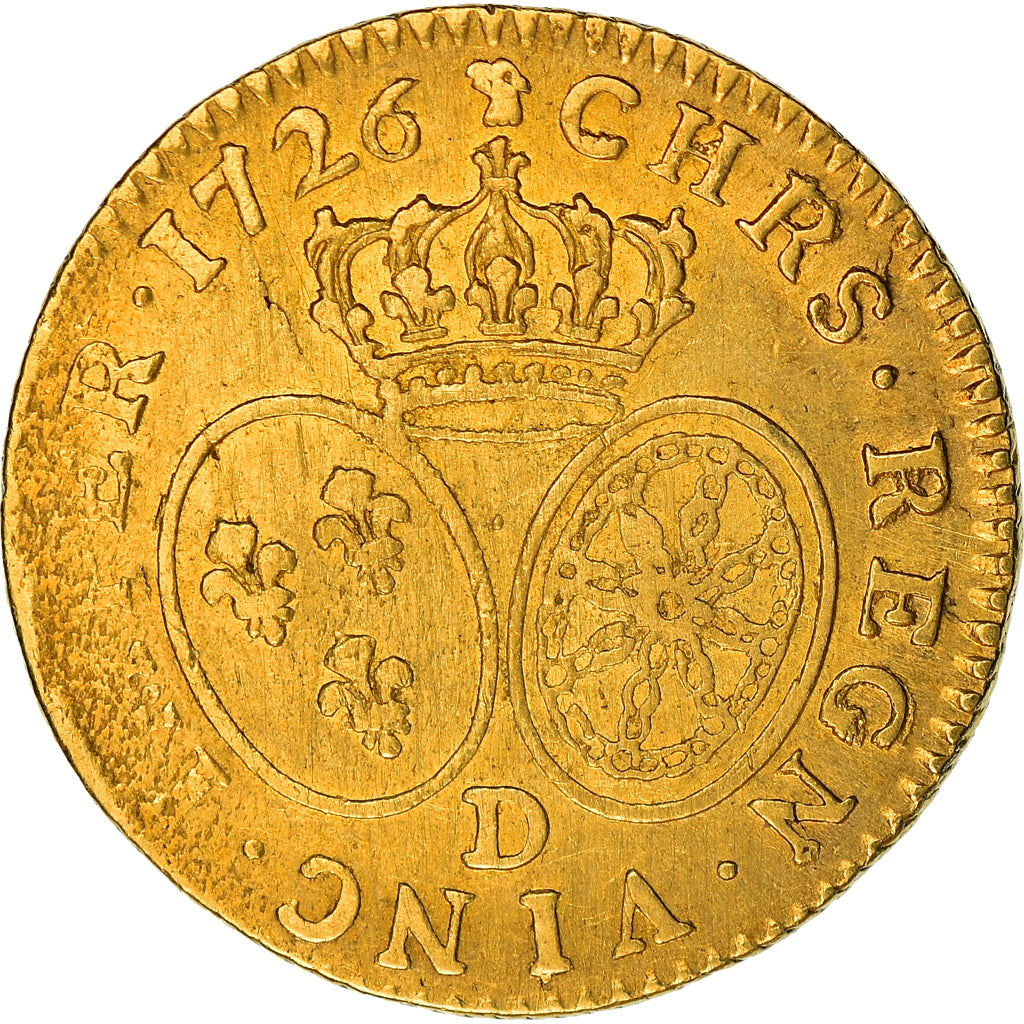 France, Louis XV, Louis d'or aux lunettes, 1726, Lyon, TTB, Or, KM:489.6