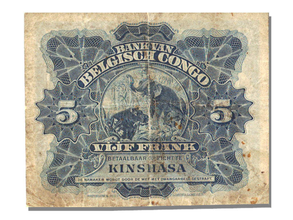 Belgian Congo, 5 Francs, 1924, F(12-15)