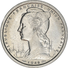Coin, Cameroon, 2 Francs, 1948, Paris, AU(55-58), Aluminum, KM:9