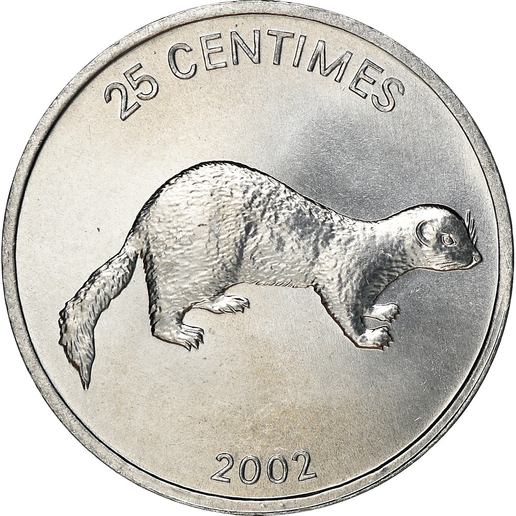 Coin, CONGO, DEMOCRATIC REPUBLIC, 25 Centimes, 2002, MS(63), Aluminum, KM:76