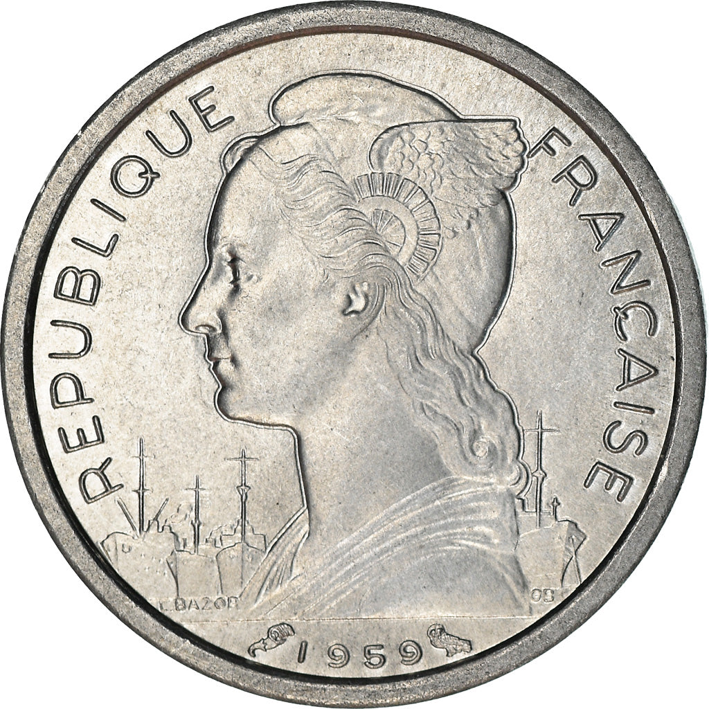 Coin, French Somaliland, Franc, 1959, Paris, MS(63), Aluminum, KM:8