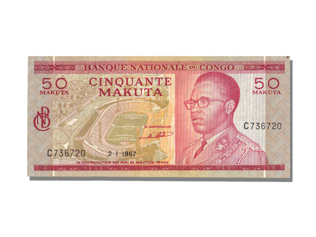 Biljet, Democratische Republiek Congo, 50 Makuta, 1967, SPL