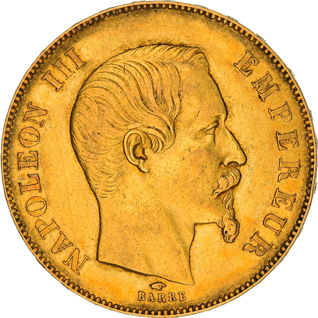Coin, France, Napoleon III, 50 Francs, 1856, Paris, AU(50-53), Gold, KM:785.1