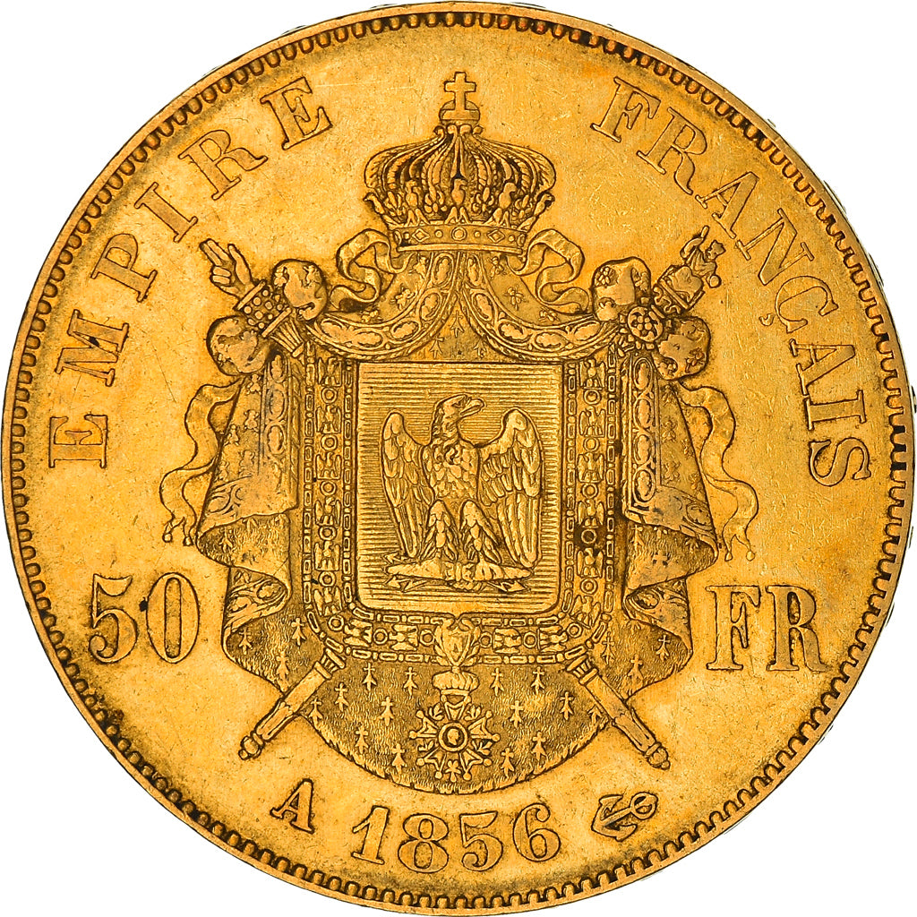 Coin, France, Napoleon III, 50 Francs, 1856, Paris, AU(50-53), Gold, KM:785.1