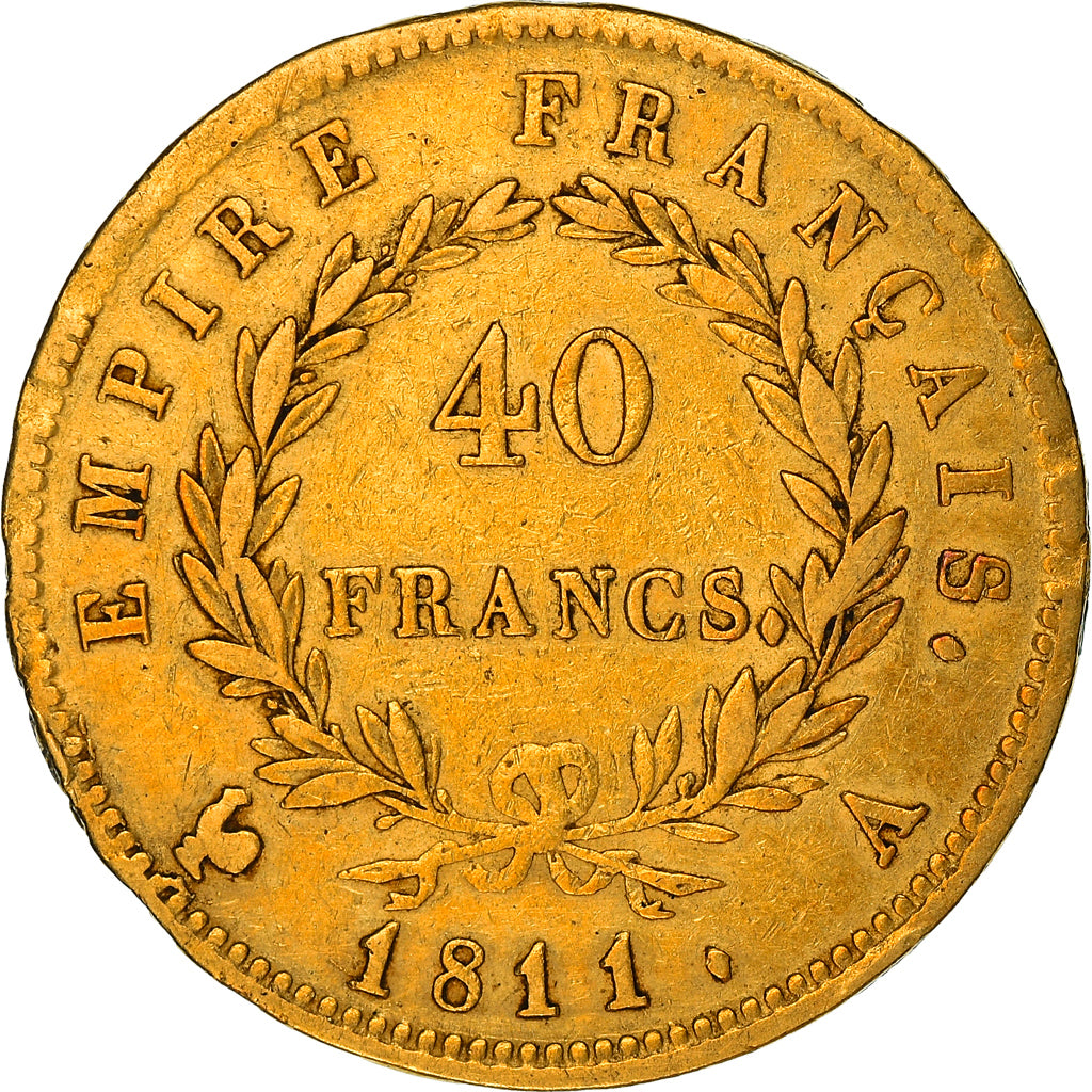 Monnaie, France, Napoléon I, 40 Francs, 1811, Paris, A/Coq, TB+, Or