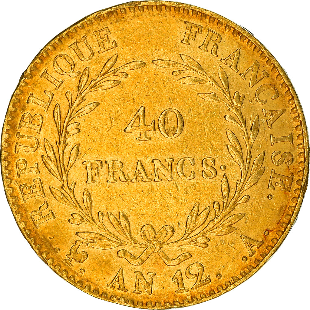 Coin, France, Napoleon I, 40 Francs, An 12, Paris, VF(30-35), Gold, Gadoury:1080