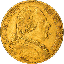 Moeda, França, Louis XVIII, Louis XVIII, 20 Francs, 1814, Paris, EF(40-45)