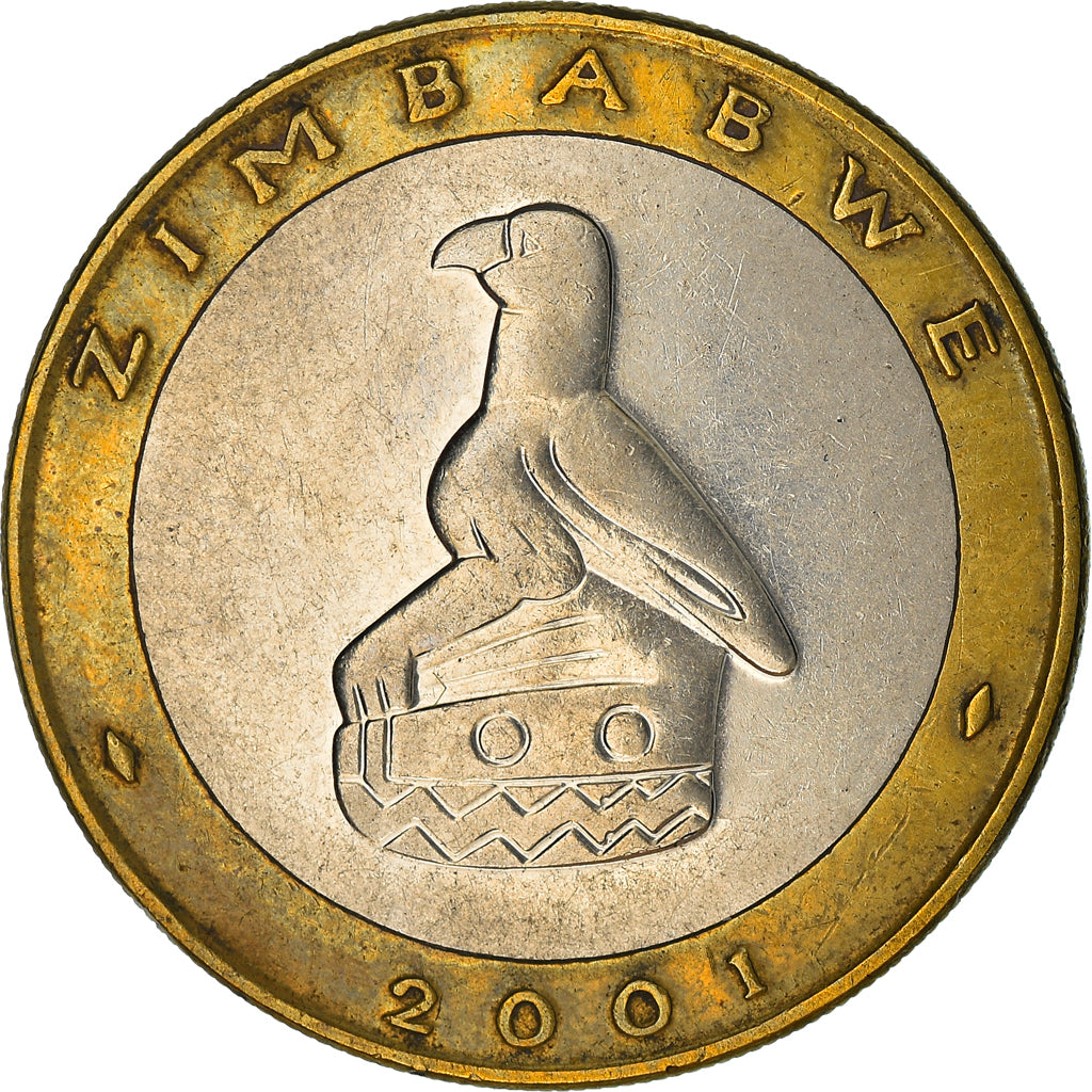 Coin, Zimbabwe, 5 Dollars, 2001, Harare, AU(55-58), Bi-Metallic, KM:13