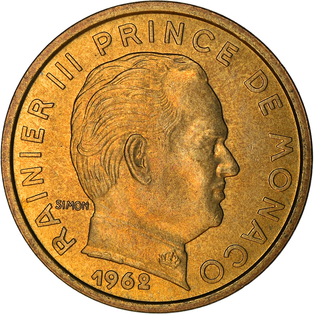 Coin, Monaco, Rainier III, 10 Centimes, 1962, AU(50-53), Aluminum-Bronze
