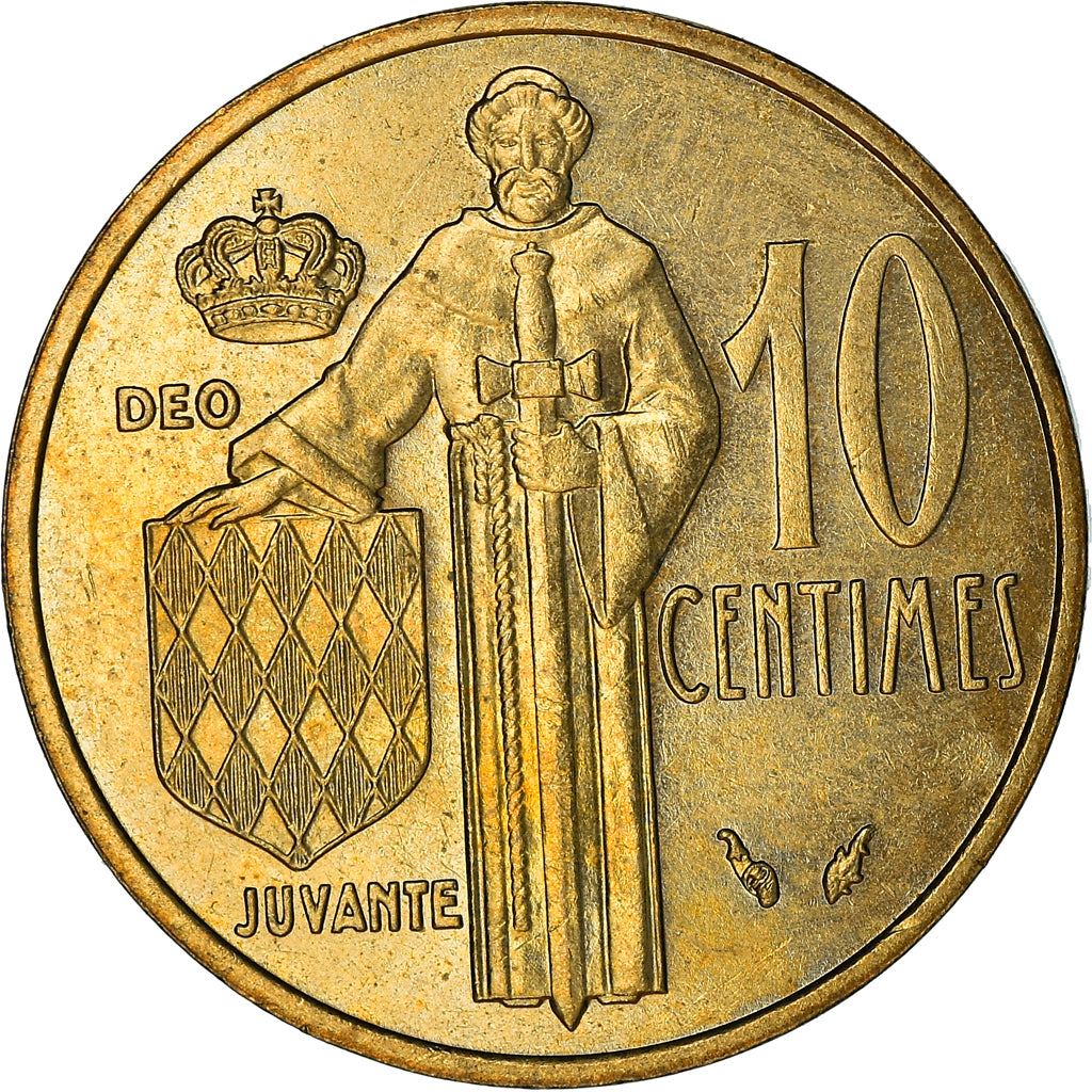 Coin, Monaco, Rainier III, 10 Centimes, 1977, VF(30-35), Aluminum-Bronze
