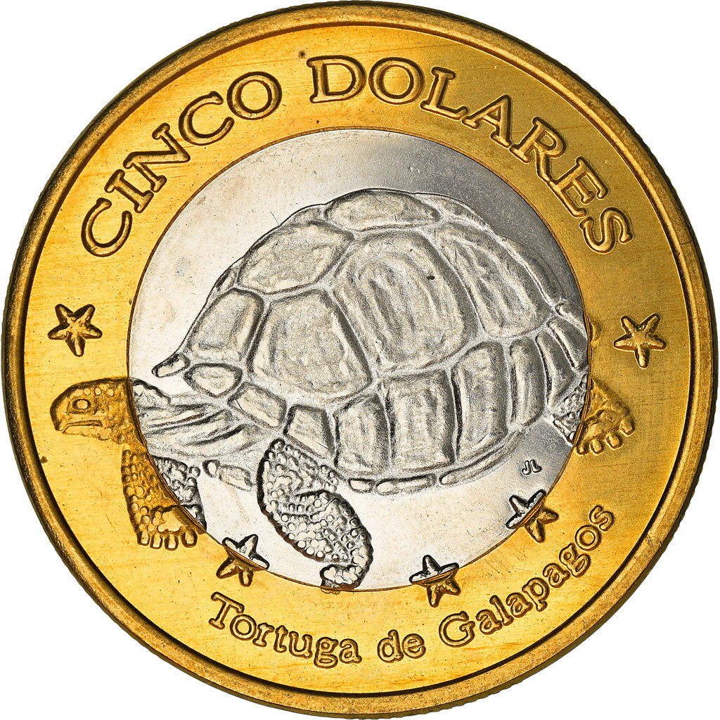 Coin, GALAPAGOS ISLANDS, 5 Dolares, 2008, MS(65-70), Bi-Metallic, KM:8