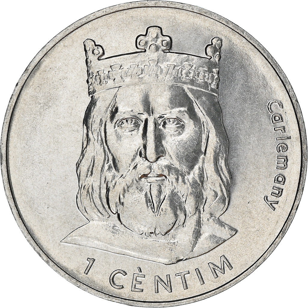 Coin, Andorra, Centim, 2002, Charlemagne, MS(63), Aluminum, KM:176