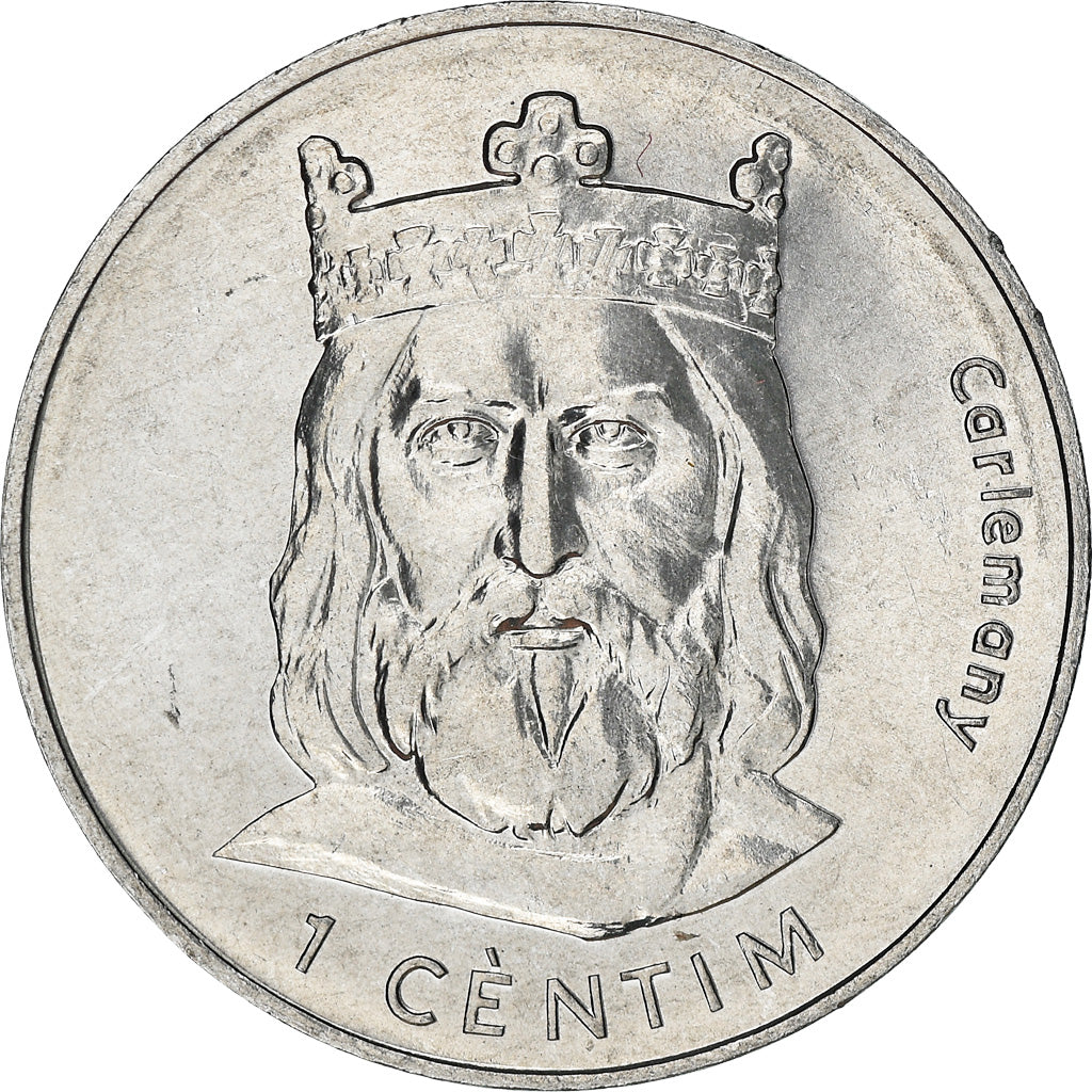Coin, Andorra, Centim, 2002, Charlemagne, MS(64), Aluminum, KM:176