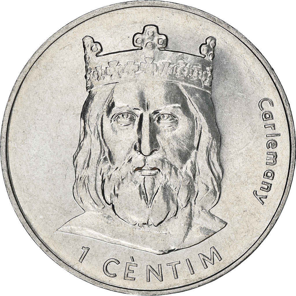 Coin, Andorra, Centim, 2002, Charlemagne, MS(64), Aluminum, KM:176