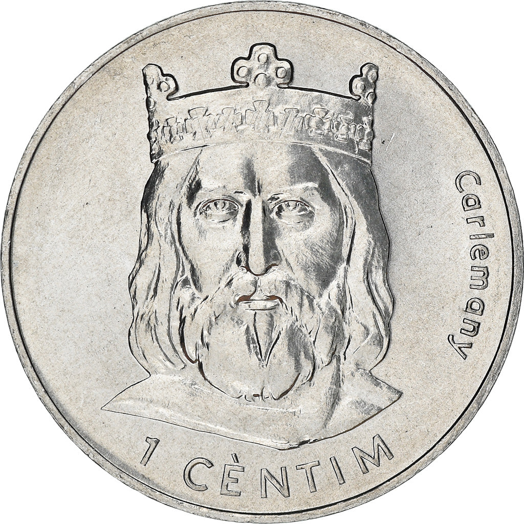 Coin, Andorra, Centim, 2002, Charlemagne, MS(64), Aluminum, KM:176