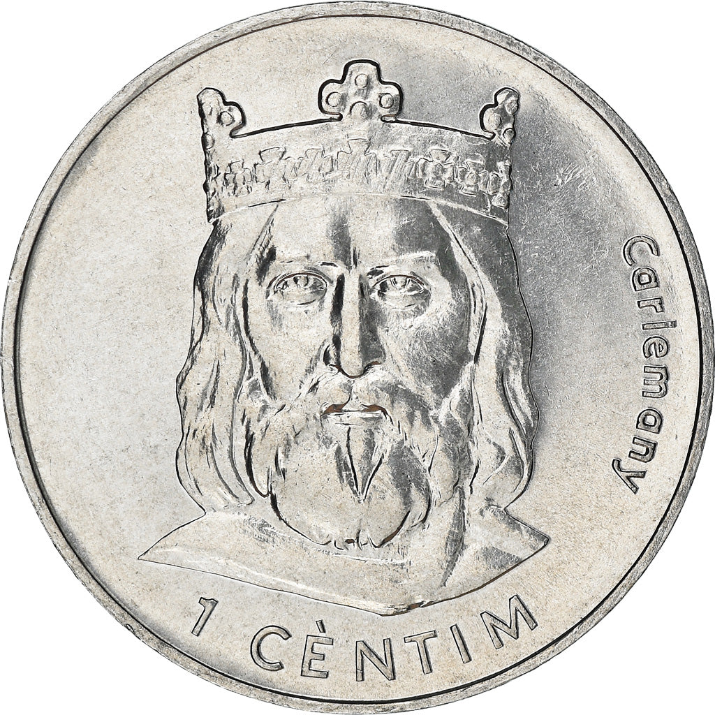 Coin, Andorra, Centim, 2002, Charlemagne, MS(64), Aluminum, KM:176