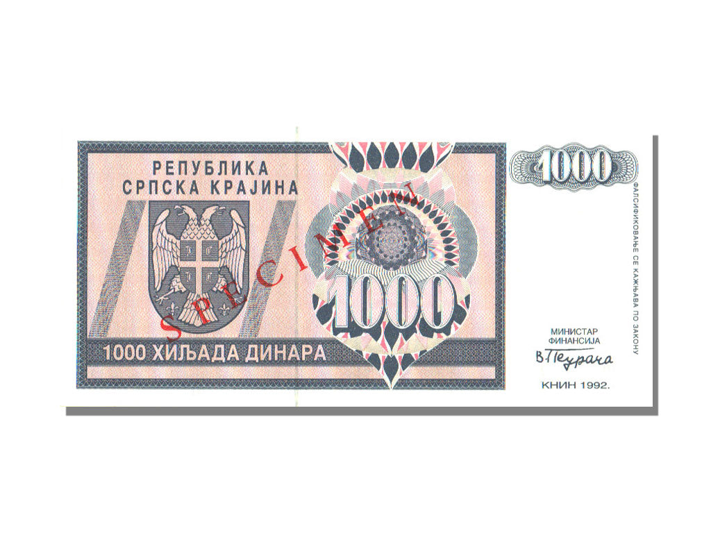 Croatia, 1000 Dinars, 1992, UNC(65-70)