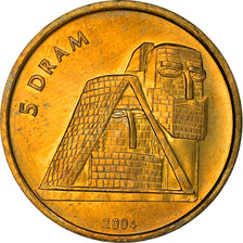 Coin, Nagorno Karabakh, 5 Drams, 2004, MS(65-70), Brass, KM:12