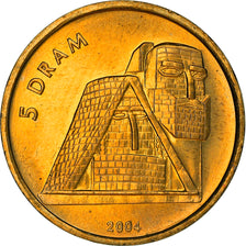Coin, Nagorno Karabakh, 5 Drams, 2004, MS(65-70), Brass, KM:12