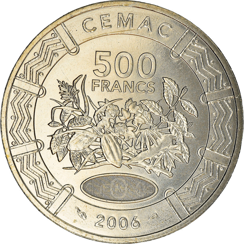 Coin, Central African States, 500 Francs, 2006, Paris, MS(65-70), Copper-nickel