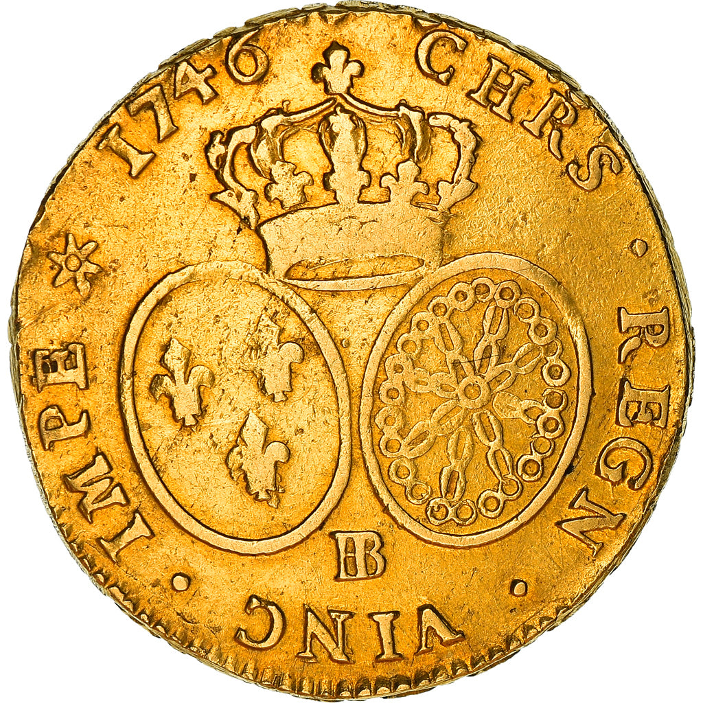 Coin, France, Louis XV, Double louis d'or au bandeau, 2 Louis D'or, 1746