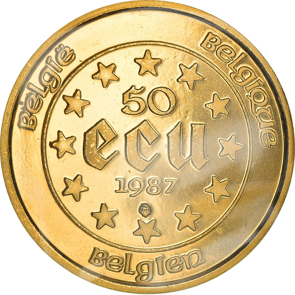 Coin, Belgium, 50 Ecu, 1987, Brussels, MS(65-70), Gold, KM:167