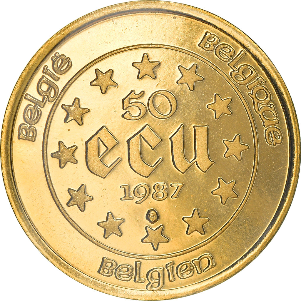 Coin, Belgium, 50 Ecu, 1987, Brussels, MS(65-70), Gold, KM:167