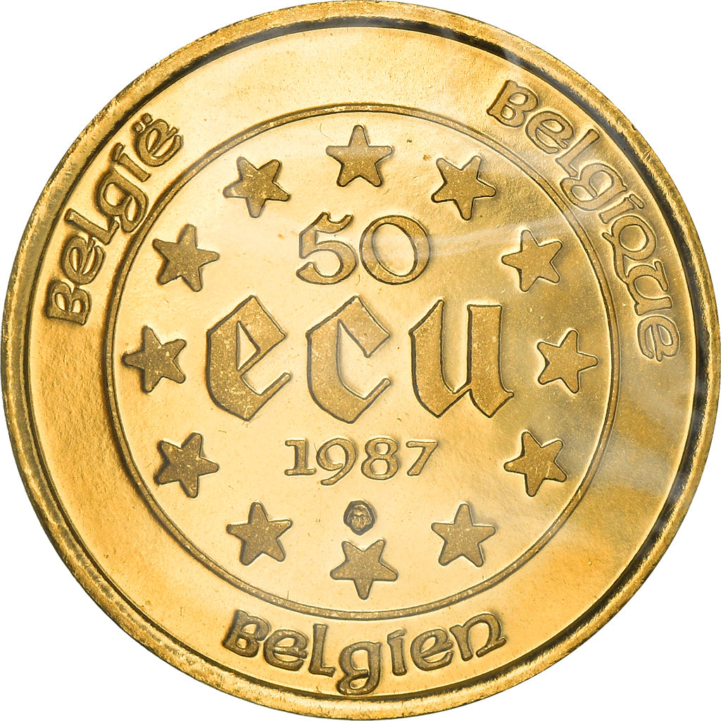 Coin, Belgium, 50 Ecu, 1987, Brussels, MS(65-70), Gold, KM:167