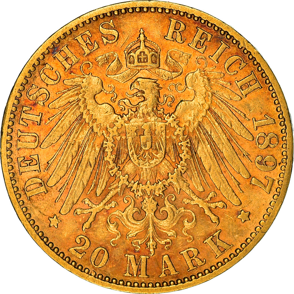 Moneda, Estados alemanes, PRUSSIA, Wilhelm II, 20 Mark, 1897, Berlin, MBC, Oro