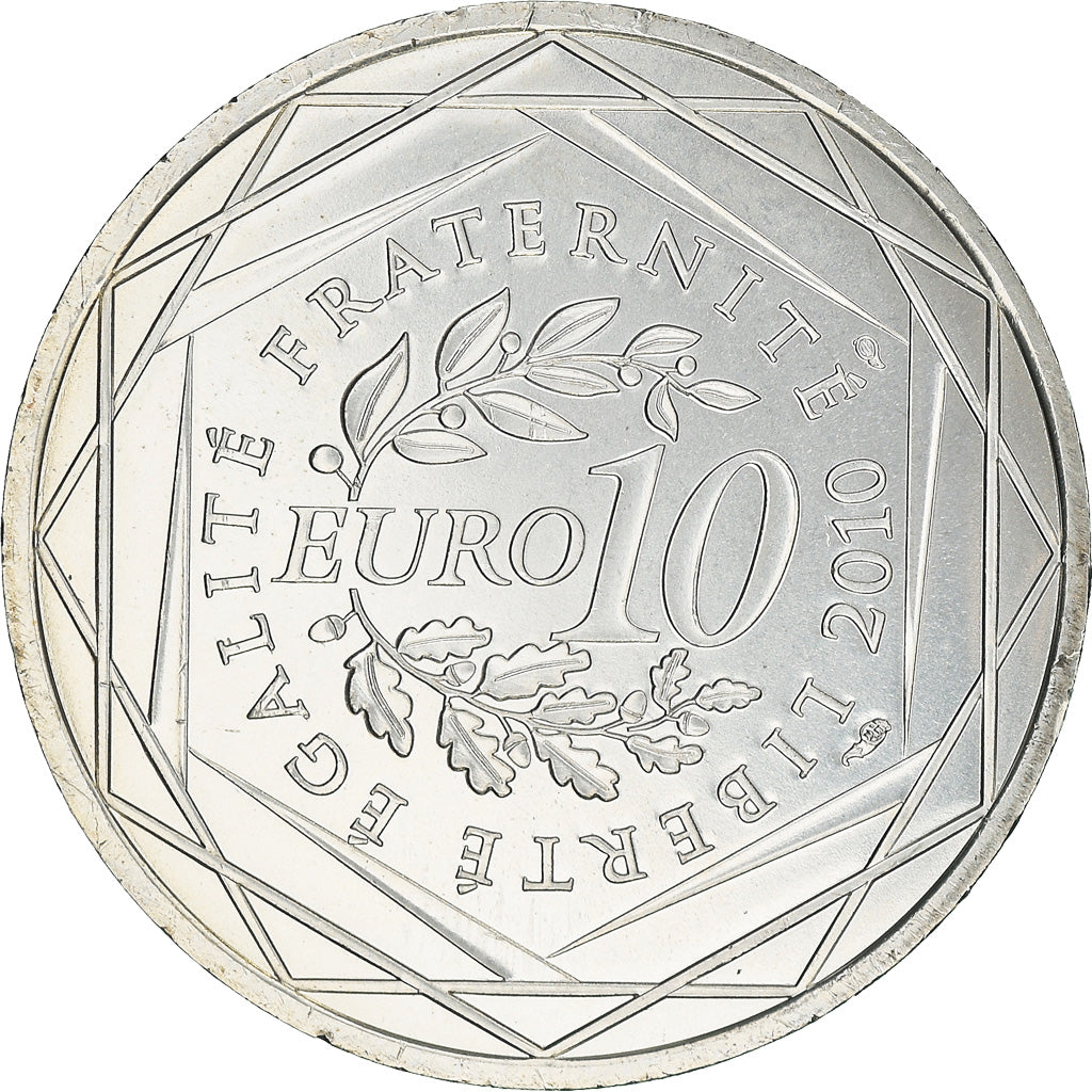 France, 10 Euro, 2010, Paris, Martinique, MS(65-70), Silver, KM:1662