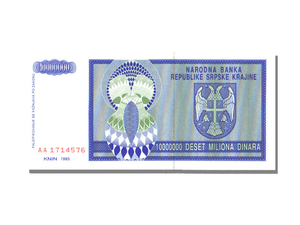 Croatia, 10 Million Dinara, 1993, KM #R12a, UNC(65-70)
