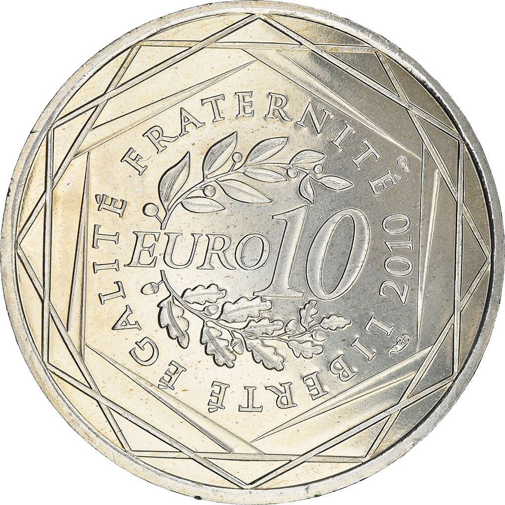 France, 10 Euro, Champagne-Ardenne, 2010, Paris, MS(65-70), Silver
