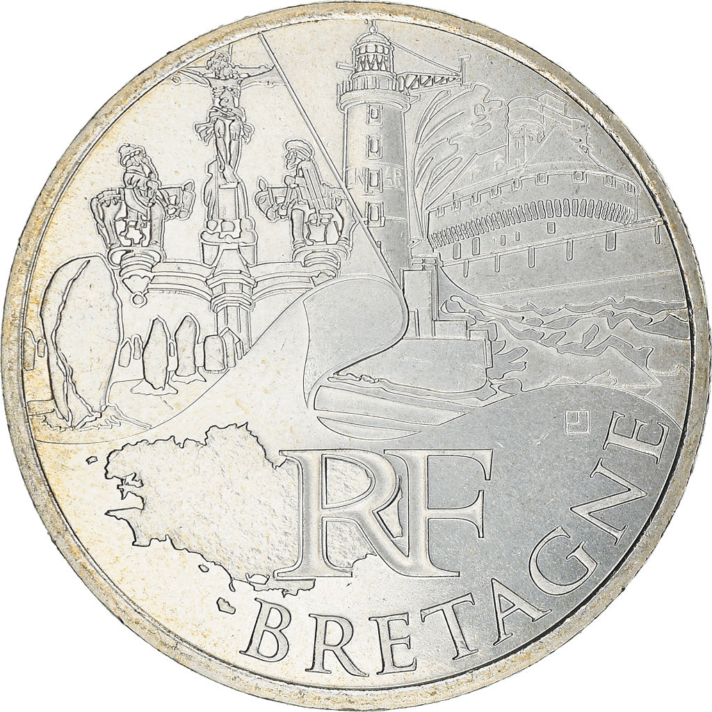 France, 10 Euro, Bretagne, 2011, Paris, MS(64), Silver, KM:1730
